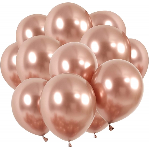Balony różowo-miedziane efekt chromu 5 sztuk